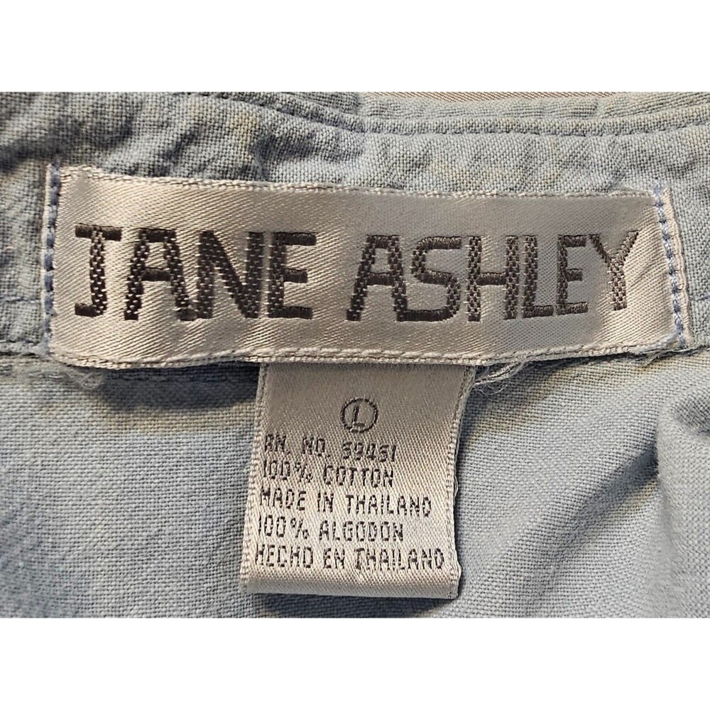 Jane Ashley Chambray Shirt L Floral Beaded Embroidered Y2K 90s Western Sleeveles - Picture 6 of 9